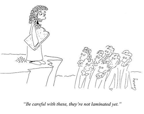 "Be careful with these, they're not laminated yet."