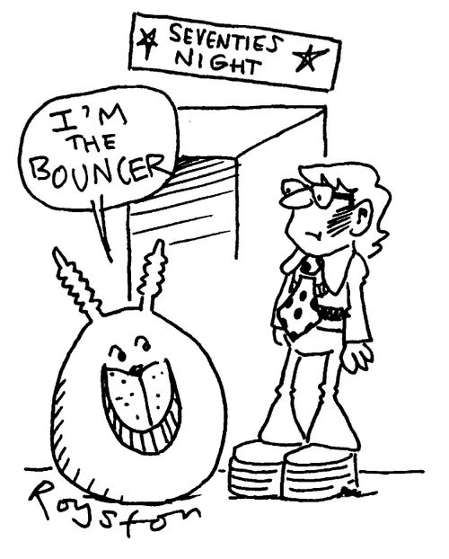 Space hopper as a bouncer of a nightclub
