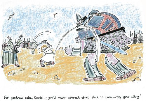 'For goodness sake, David - you'll never correct that slice in time, try your sling!'