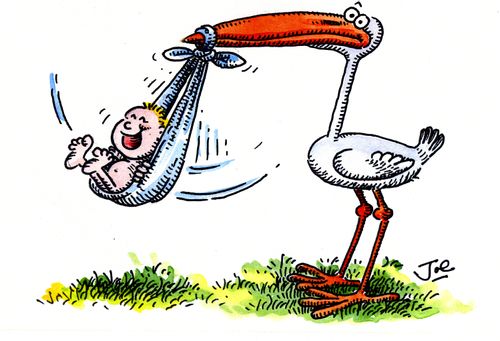 Stork Swinging Baby.