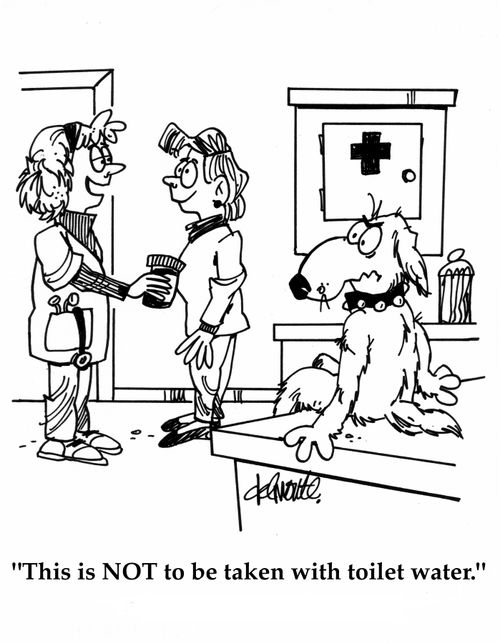 'This is NOT to be taken with toilet water.'