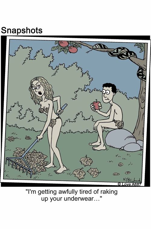'I'm getting awfully tiered of raking up your underwear...'