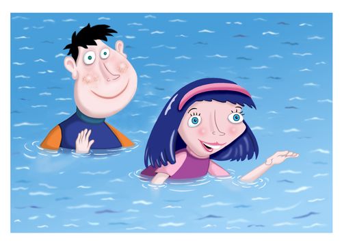 Children swimming.