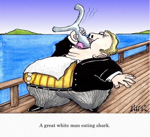 A great white man eating shark.