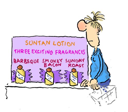 Suntan Lotion - Three Exciting Fragrances: Barbecue, Smokey Bacon and Sunday Roasts.