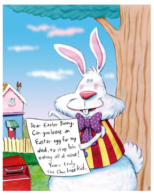Kids' cartoon about the Easter Bunny and the delegation of Easter eggs.