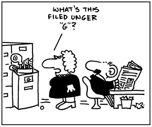 'What's this filed under 'g'?'