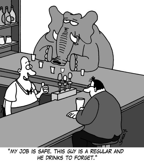 'My job is safe. This guy is a regular and he drinks to forget.'