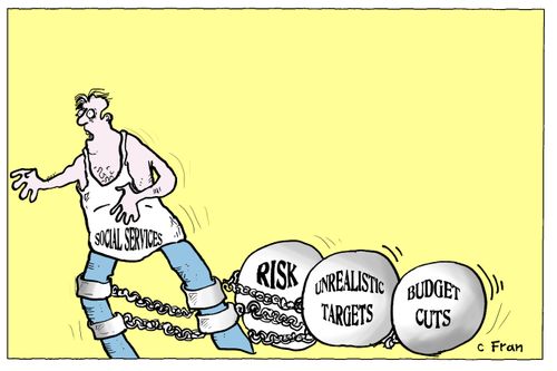 Social Services held back by risk, unrealistic targets and budget cuts.