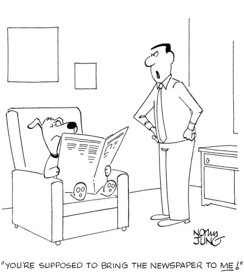 'You're supposed to bring the newspaper to ME!'