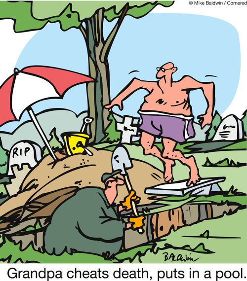 Grandpa cheats death, puts in a pool.