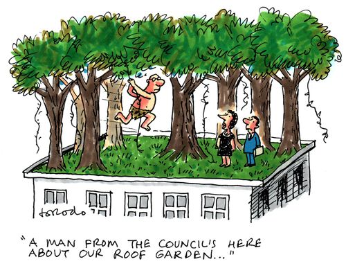 'A man from the council's here about our roof garden...'