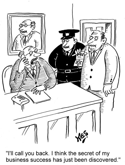 'I'll call you back. I think the secret of my business success has just been discovered.'