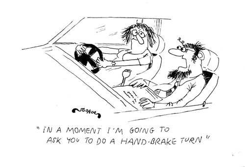 'In a moment I'm going to ask you to do a hand-brake turn.'