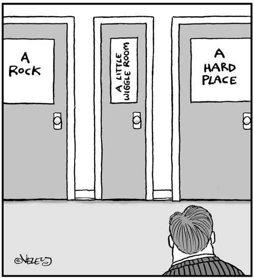 A rock, a little wiggle room, and a Hard Place.