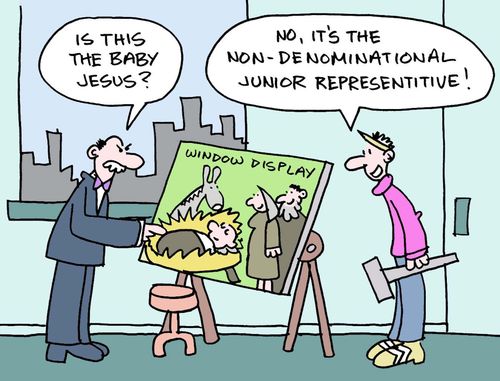 Is this the baby Jesus? No, it's the non-deonimational junior representative.