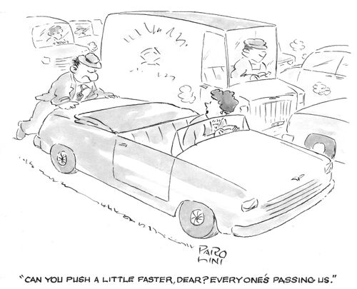 'Can you push a little faster, dear? Everyone's passing us.'