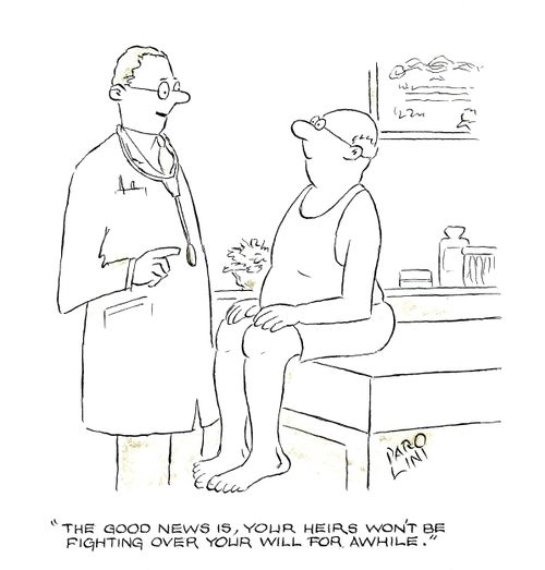 'The good news is, your heirs won't be fighting over your will for awhile.'