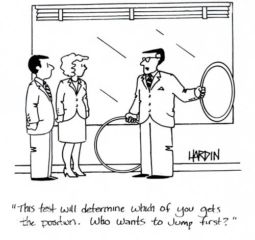 'This test will determinbe which of you gets the position. Who wants to jump first?'