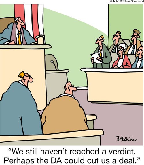 'We still haven't reached a verdict. Perhaps the DA could cut us a deal.'