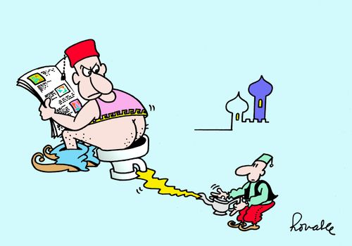 Genie caught on the toilet.