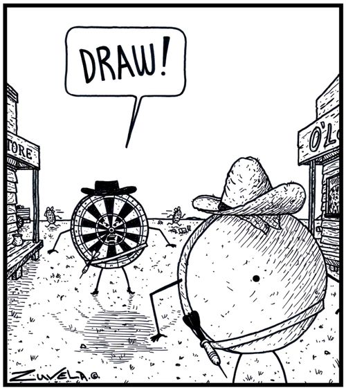 Cowboy Darts board: 'DRAW!' 