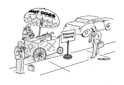 'Immediate standing' at Hot Dog stall.