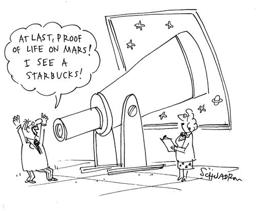 'At last, proof of life on Mars! I see a Starbucks!'