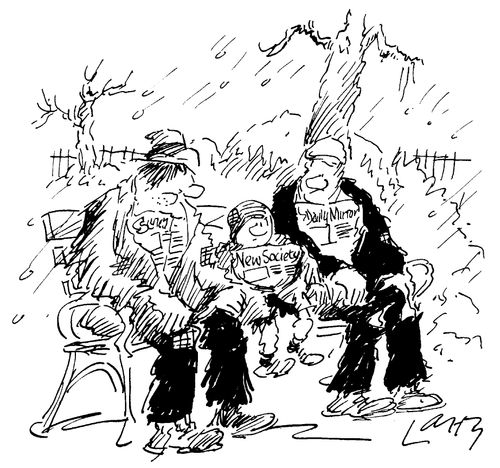 Child homeless sheltering under 'New society' newspaper