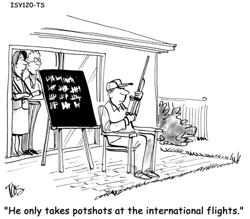 'He only takes potshots at the international flights.'