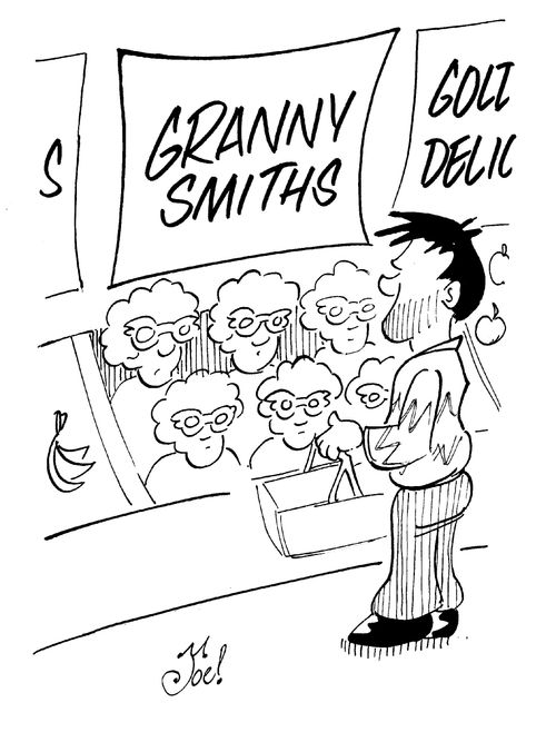 Apple section of supermarket - 'Granny Smith's'.