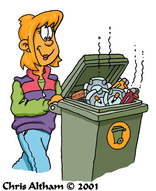 Woman throwing away smoking accessories