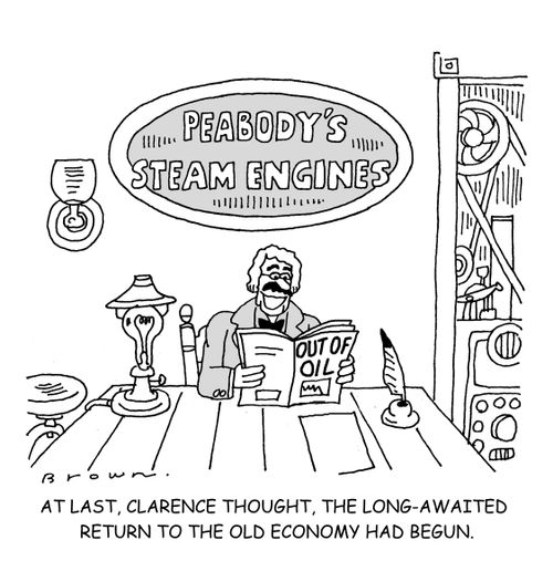At last, Clarence thought, the long-awaited return to the old economy had begun.