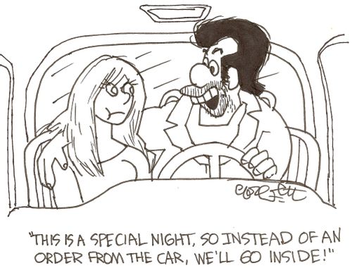 'This is a special night, so instead of an order from the car, we'll go inside!'