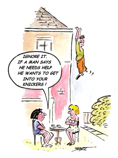 'Ignore it. If a man says he needs help he wants to get into your knickers.'