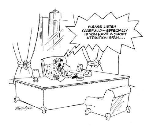 'Please listen carefully - especially if you have a short attention span...'