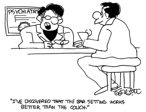 'I've discovered that the bar setting works better than the couch.'