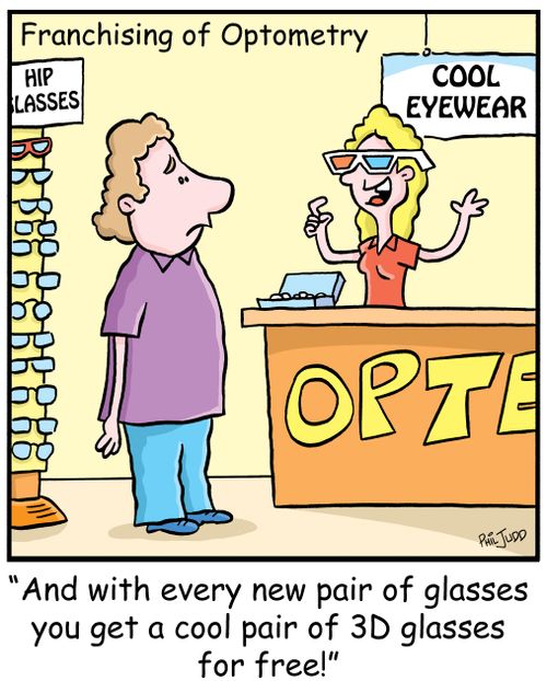 'And with every new pair of glasses you get a cool pair of 3D glasses for free'