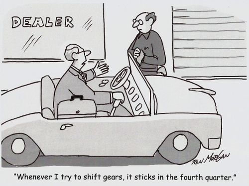 'Whenever I try to shift gears, it sticks in the fourth quarter.'