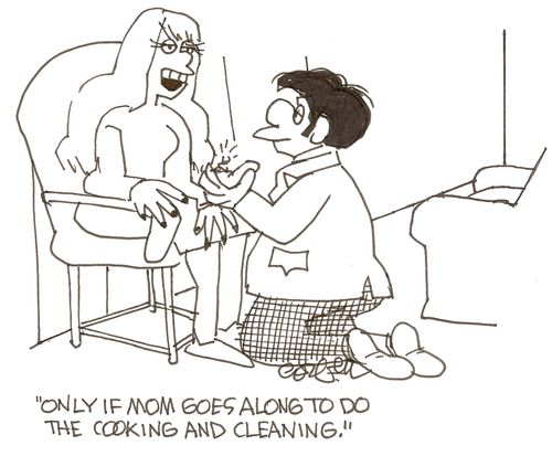 'Only if Mom goes along to do cooking and cleaning.'