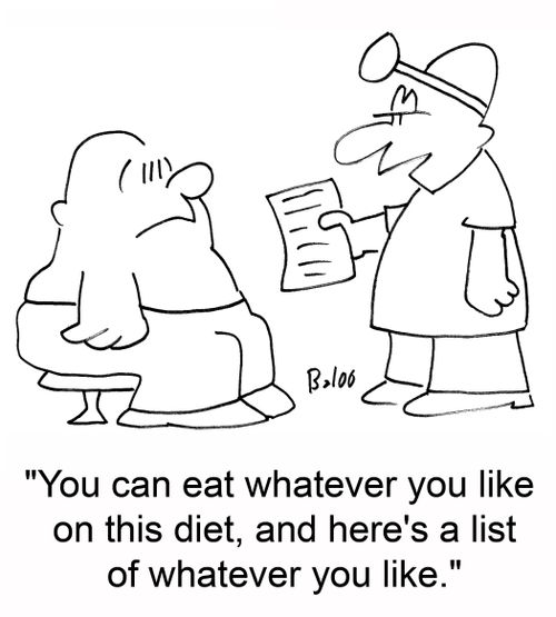 'You can eat whatever you like on this diet, and here's a list of whatever you like.'