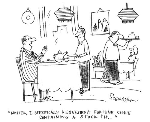 Waiter, I specifically requested a fortune cookie containing a stock tip.