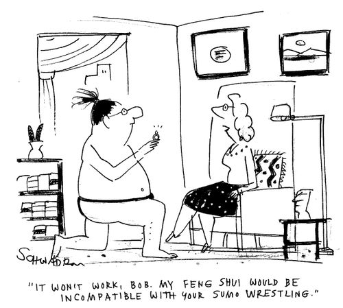 ...My feng shui would be incompatible with your sumo wrestling.
