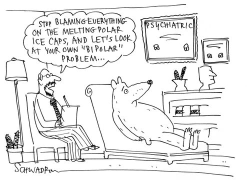 'Stop blaming everything on the melting polar ice caps and let's look at your own 'bi polar' problem.'
