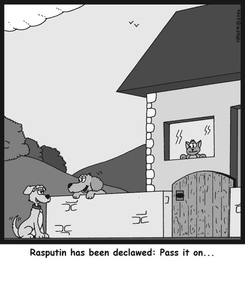 'Rasputin has been declawed: Pass it on...'