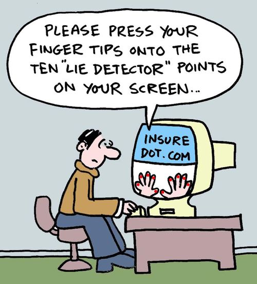 Please press your fingers onto the ten 'lie detector' points on your screen...