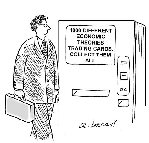 1000 different economic theories trading cards. Collect them all.