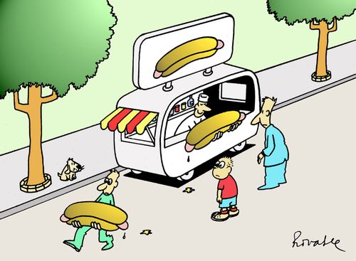 Giant hot dogs.