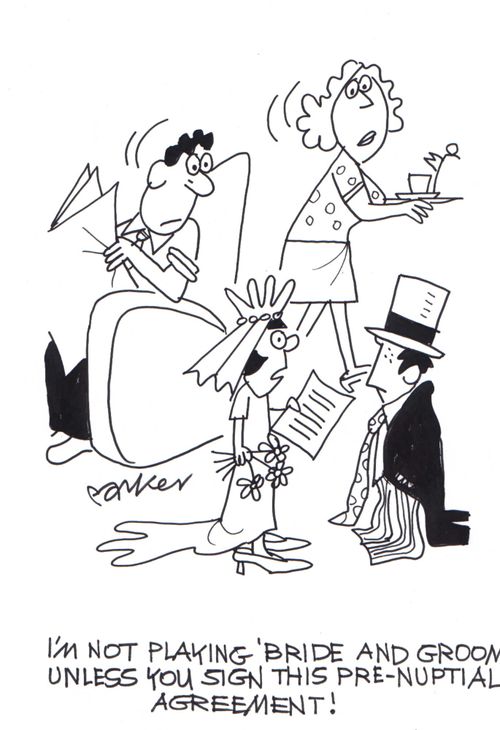 'I'm not playing 'Bride and Groom' unless you sign this pre-nuptial aggreement!'