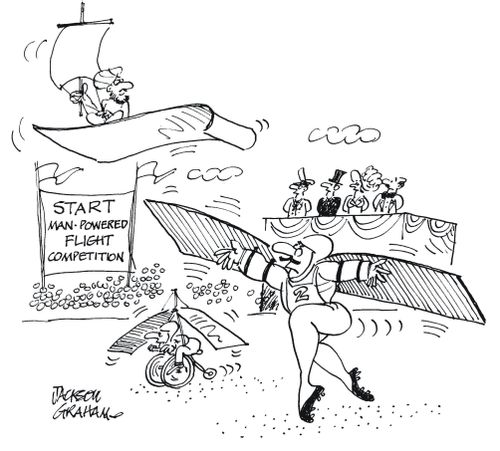 Magic carpet entering a man-powered flight competition.